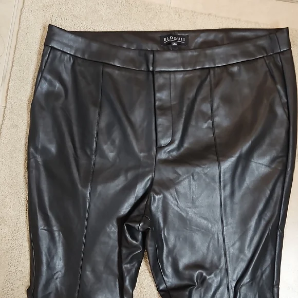 Eloquii Black Faux Leather Flare Leg Trouser Pants Size 18 - Picture 5 of 8